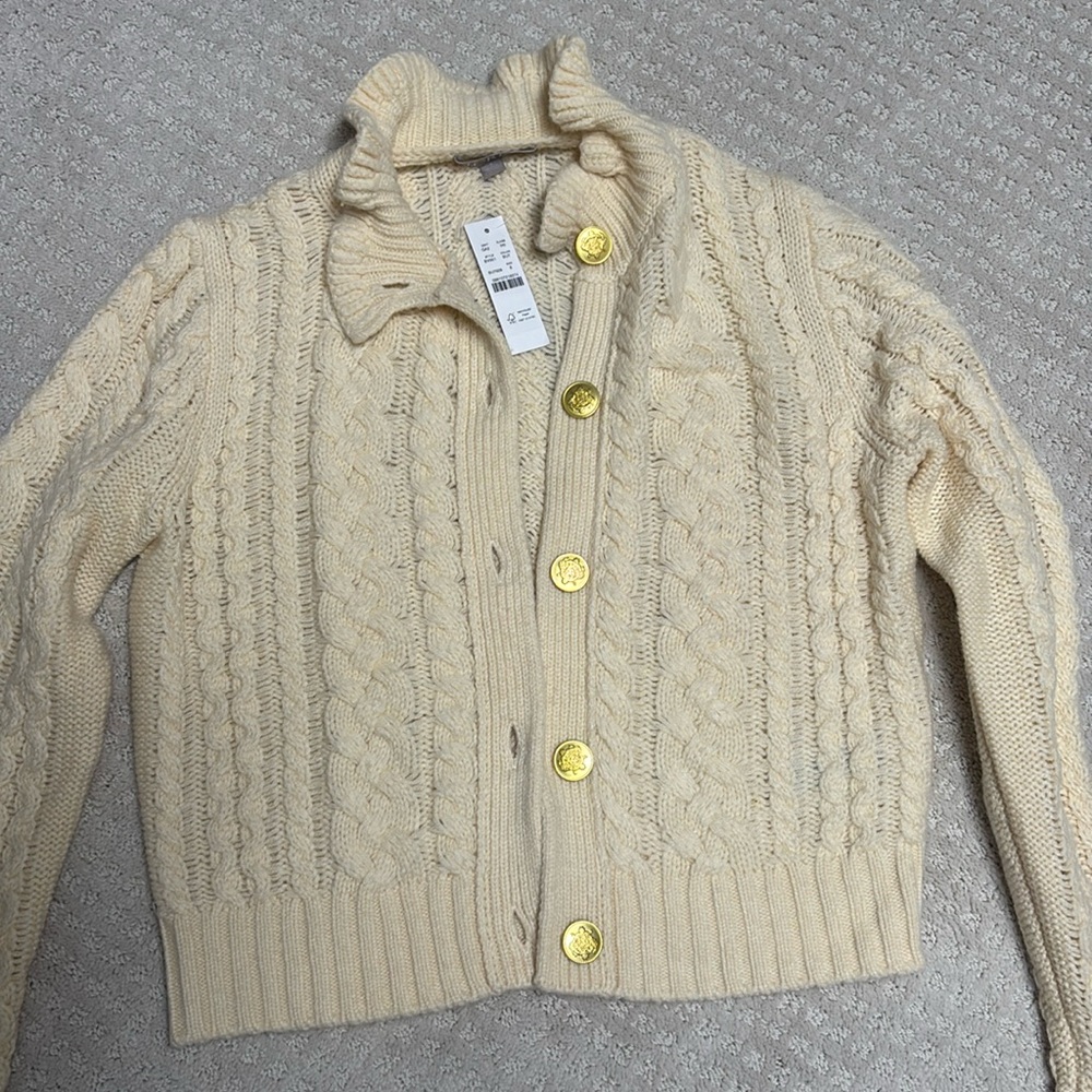J. Crew Cream Cable Knit Cardigan